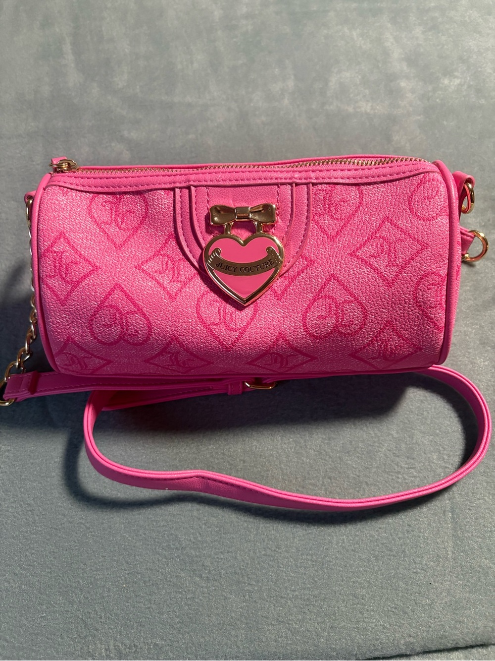Juicy Couture Bright Pink Heart-Emblem Crossbody Bag